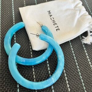 Machete Sky Blue Large Hoops